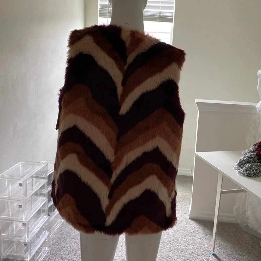 GB GIRLS BY GIANNI BINI FAUX FUR JACKET VEST SIZE L NWT